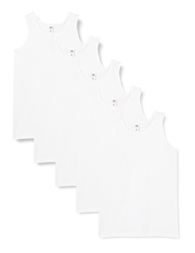 FRUIT OF THE LOOM 5-Pack Athletic Mens Canotta, Bianco (White), Large (Pacco da 5) Uomo