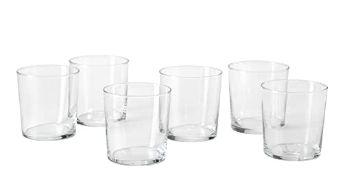 MILANO di Q.b. by MOPITA, Set 6 Bicchieri Vetro Trasparente, Capacità 345 ml, 6 Pezzi, Design Minimale, Lavabile in Lavastoviglie