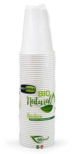 GIO'STYLE 50 Bicchieri 200 cc - Bioplastica - Made in Italy - Biodegradabili e Compostabili