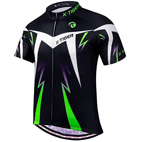 X-TIGER Magliette da Ciclismo da Uomo, T-Shirt Corta, Top Abbigliamento Maglie da Ciclismo,Camicia da Mountain Bike/MTB,Traspirante e Assorbente dal Sudore, Asciugatura Rapida