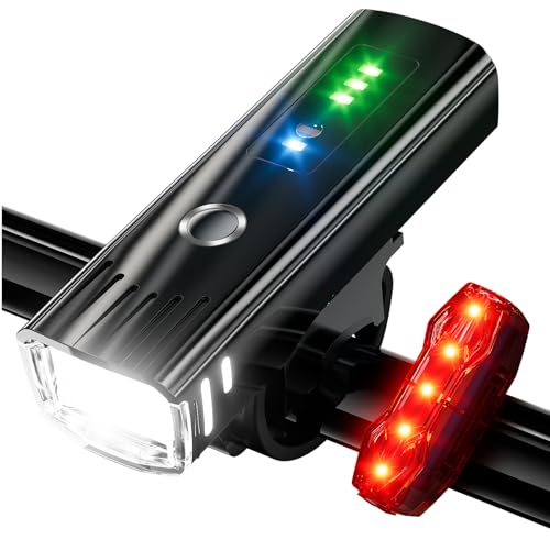 IPSXP 2500 Lumens Luci Bicicletta LED,Ricaricabili USB Super Luminoso Luce Bici Anteriore e Posteriore,Impermeabile IP65 Luci Bicicletta per Bici Strada e Montagna-Sicurezza per Notte