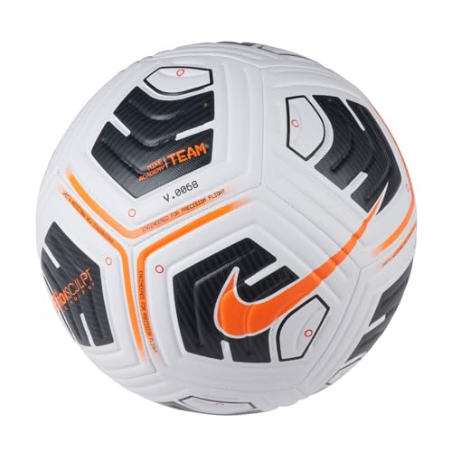 Nike CU8047-101 Academy Pallone da calcio ricreativo Unisex Adulto WHITE/BLACK/TOTAL ORANGE Taglia 5