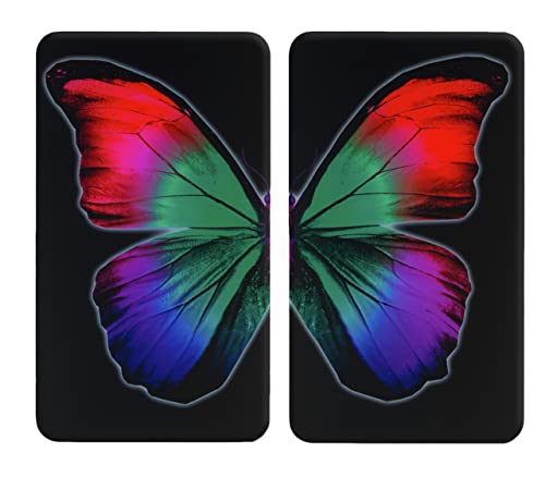 WENKO Coprifornelli in vetro Universal Farfalla di Notte - set 2 pezzi, per tutti i tipi di piani di cottura, Vetro temperato, 30 x 52 cm, Multicolore