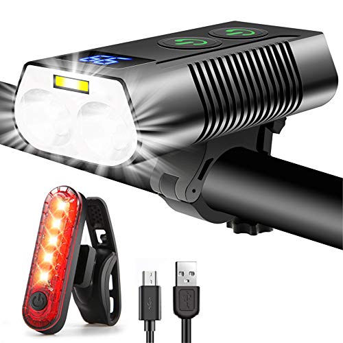 REHKITTZ Luci Bicicletta LED 2600 Lumens 5000mAh Ricaricabili USB Luce Anteriore Display LCD Luci MTB Lega di Alluminio