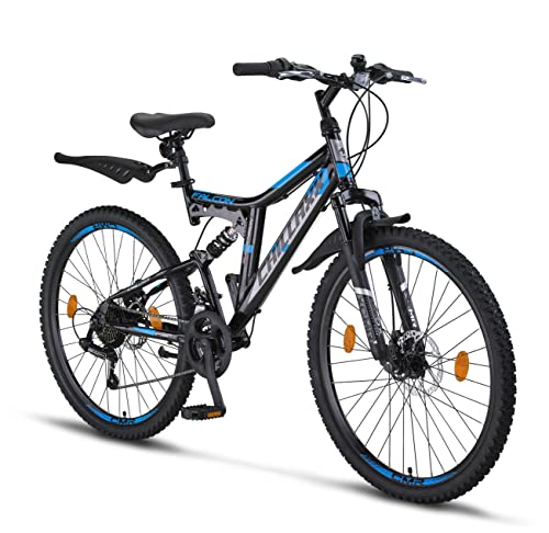 Chillaxx Bicicletta Falcon Premium Mountain Bike in 24 e 26 pollici – Bicicletta per ragazzi, ragazze, uomini e donne – Freno a disco – Cambio a 21 velocità – sospensione completa