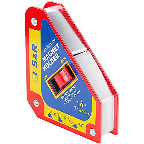 S&R Magnete per Saldatura a squadra con interruttore ON OFF – Posizionatore magnetico 11 cm x 9,5 cm x 2,5 cm. Calamita per saldatura potente e attivabile