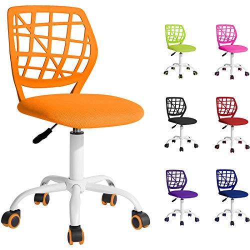 Sedia ergonomica da scrivania cameretta computer casa studio ufficio studenti adolescenti, ideale per bambini. Regolabile in altezza e girevole a 360° - Arancione