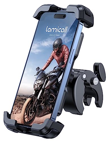 Lamicall Supporto Telefono Bicicletta, Supporto Telefono Moto - 2023 Universale Manubrio Supporto Cellulare per iPhone 15 14 13 12 11 Pro Max Plus Mini Xs X 8 7, Samsung S10 S9, 4.7-6.8' Smartphones