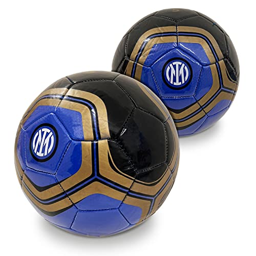 Mondo Toys - Pallone da Calcio Cucito INTER PRO - Prodotto Ufficiale - misura 5 - 400 g - colore Nero Azzurro - 13402