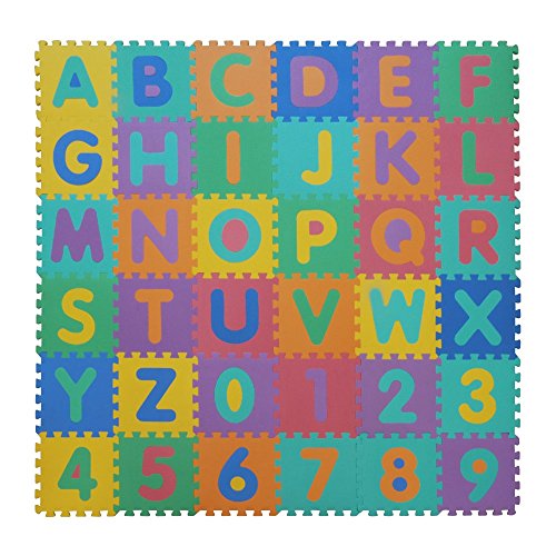 VeloVendo - Tappeto Puzzle Bambini XXL con Certificato CE e testato TÜV Rheinland in soffice Schiuma EVA | Tappeto Gioco Bambini | Tappetino Puzzle (Lettere + Numeri)