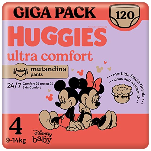 Huggies Ultra Comfort Pannolino Mutandina, Taglia 4 (9-14 Kg), Confezione da 120 Pannolini (Gigapack)