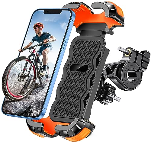 Glangeh Porta Cellulare Bici, Blocco di Sicurezza Antivibrante Porta Cellulare Moto, Porta Telefono Bici 360° Rotabile Compatibile con iPhone 15 14 13 PRO Max, Galaxy, 4.7''-6.8' Smartphones